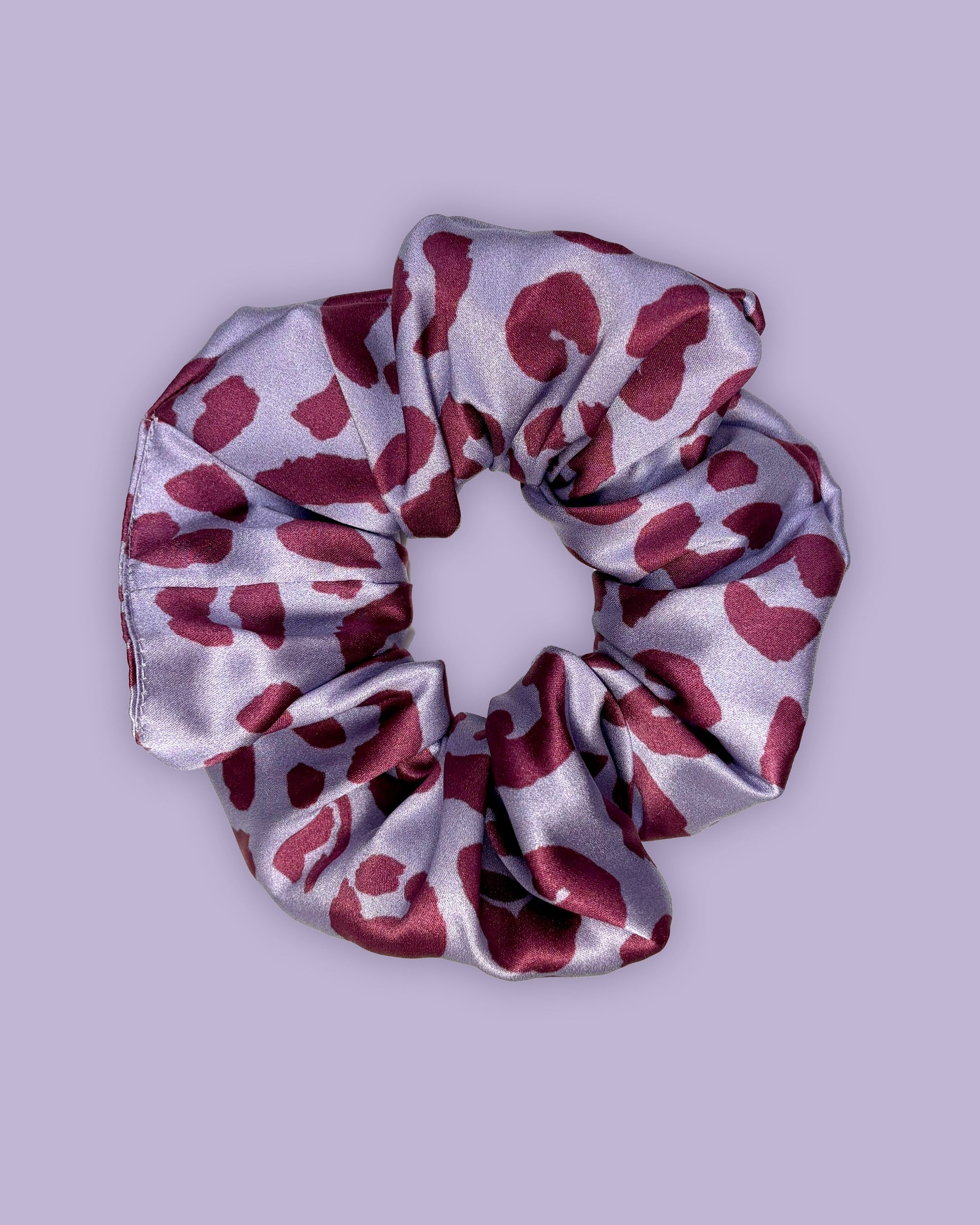 Aubergine Leopard Large Silk Hair Scrunchie