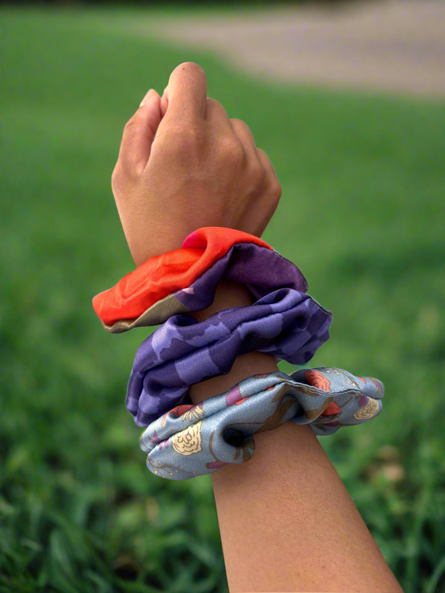 Three-pack 100% Silk Satin Hair Scrunchies