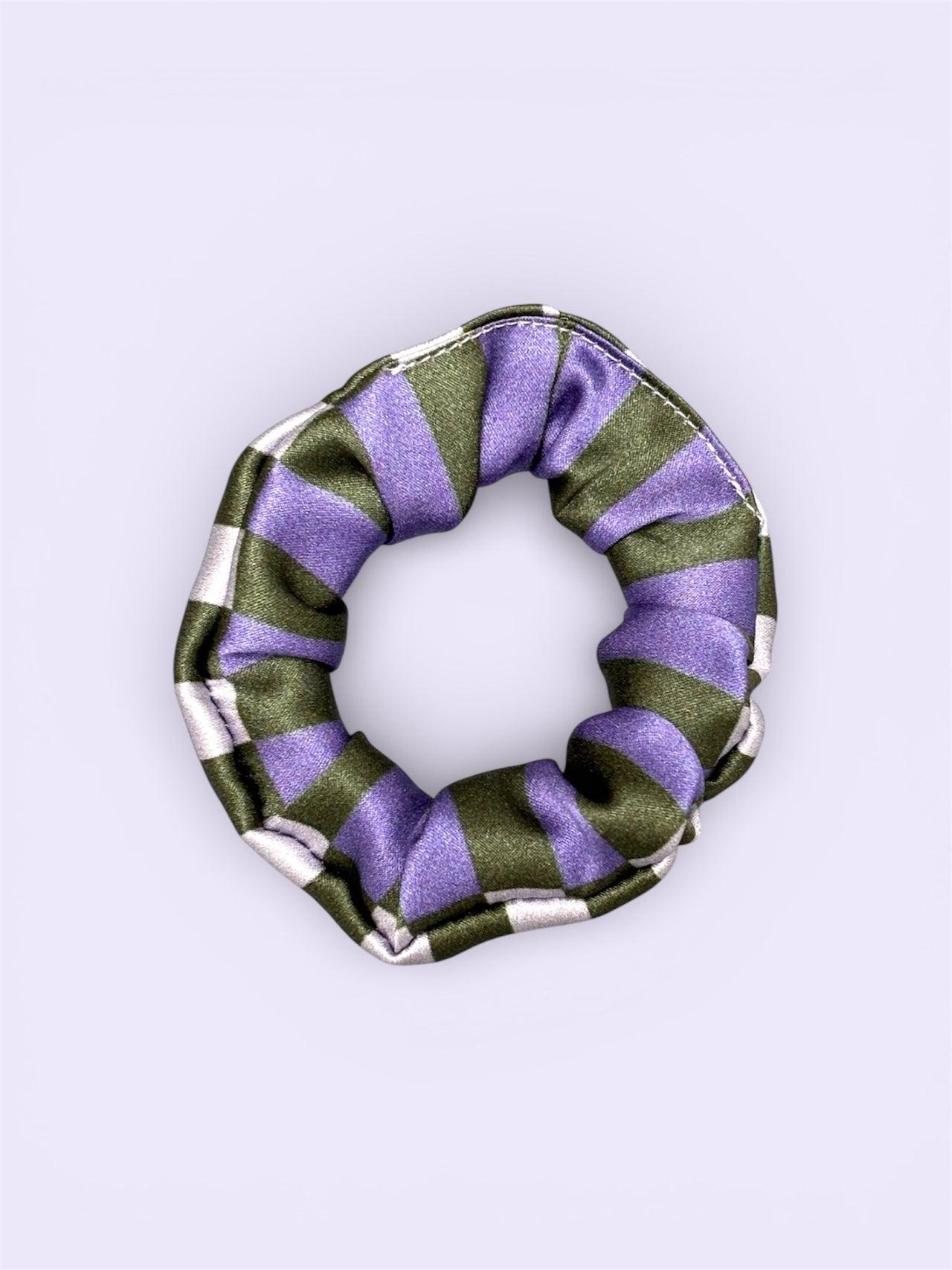 Stripy Check Mini Silk Scrunchie