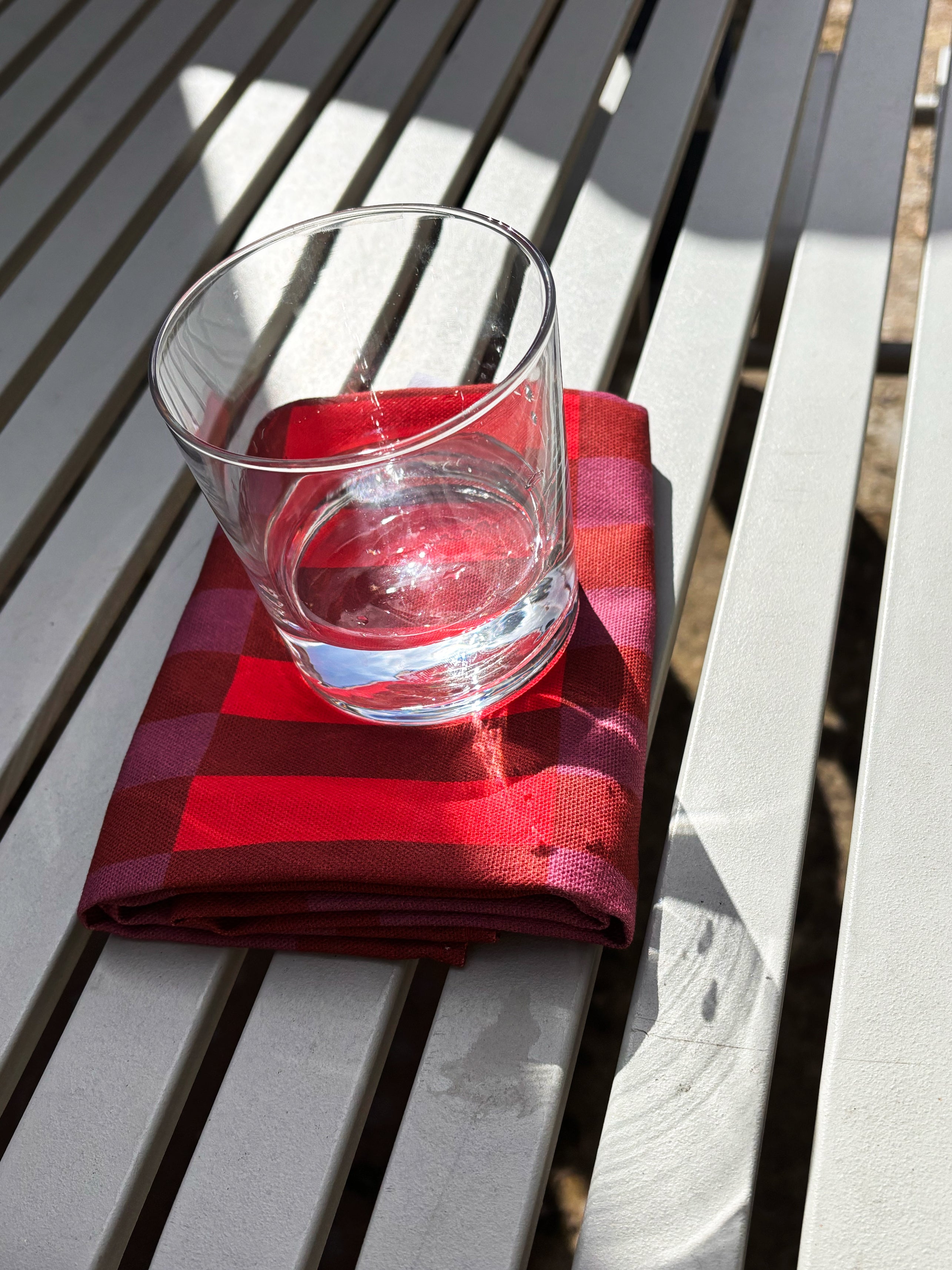 Stripy Check Tea Towel / Warm